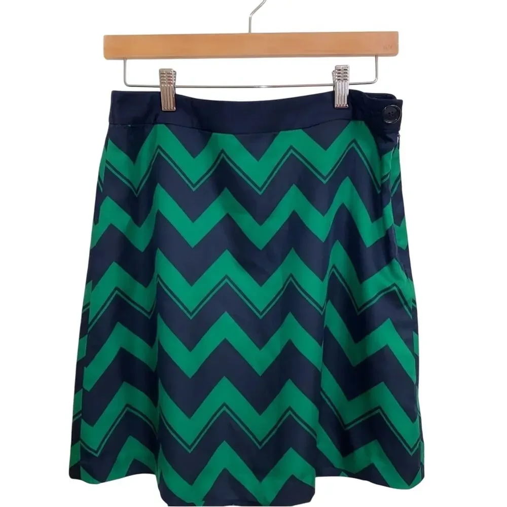 The Limited Green and Navy Chevron Skirt Size Small